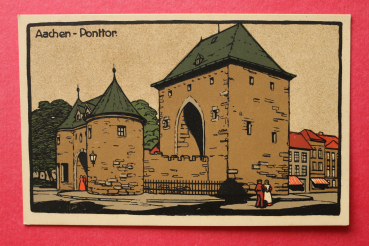 Postcard Litho PC Aachen 1905-1925 Ponttor Gate Street Town architecture NRW